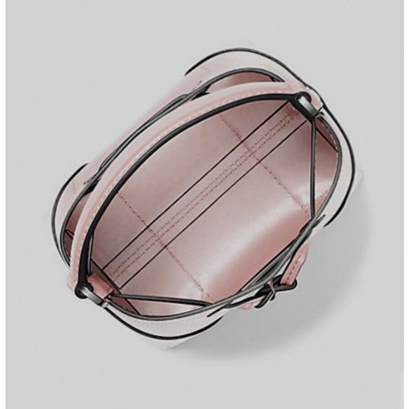 New Michael Kors Mercer Small Drawstring Pebble Leather Bucket Bag Powder Blush - Picture 5 of 6